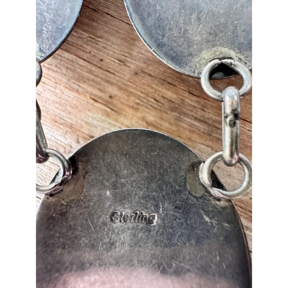 Native American Sterling Silver Navajo Necklace With Multi-Stone Inlay & Feather - Picture 8 of 8